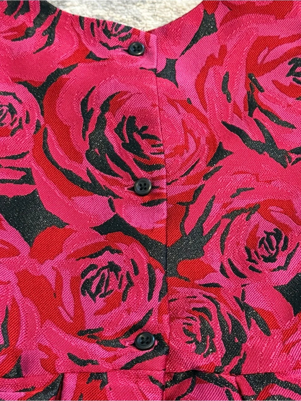 The Children's Place Girls 4T Black Red Rose Floral Party Dress